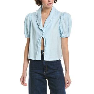 Meiven Womens  Linen-Blend Top, Blue